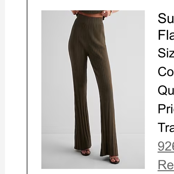 Express Super High Waisted Ribbed Sweater Flair Pant - Picture 1 of 7